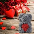 thumbnail image 3 of Rose Bear Rose Teddy Bear Hand Made Artificial Rose Flower Bear - Best Gift for Valentines Day, Mothers Day, Wedding, Anniversary, Birthday (Grey), 3 of 4