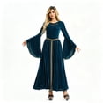 thumbnail image 2 of Velvet Witch Long Dress, Queen Costume Women, Queen Dress, Women Renaissance Dress Medieval Costume for Women Long Dress Plus Size Velvet Queen Dresses Halloween Costume, Blue L, 2 of 8