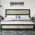 thumbnail image 2 of Huisuilinss Full Size Bed Frame,Industrial Queen Bed Frame With Headboard,Platform Bed Frame King With Charge Station,Wooden Mattress Foundation,No Box Spring Needed,Easy To Assemble, 2 of 7