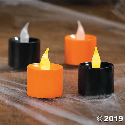 Orange & Black Battery Operated Votive Candles