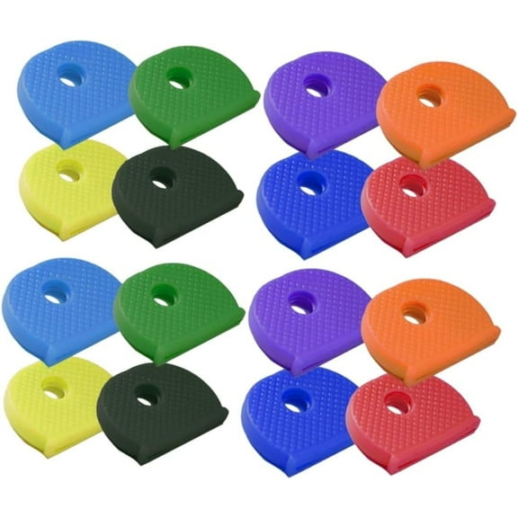 Colored Tabs 24pcs Plastic Tags Colored Labels Rubber Key Toppers Key Coding Ring Assorted Color Key Mixed Clor Key Cap Key Caps Split Ring Cover Ring Key Ring Lucky Collar