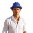 thumbnail image 4 of Ticikt Mens Breathable Mesh Fedora Hat, Summer Outdoor Short Brim Fedora Sun Hat,Blue, 4 of 6