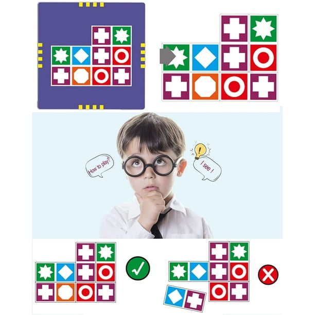 Jeux de Puzzle en Bois Match Jeux de Société de la Famille pour la Nuit de  la Famille, Puzzle Cube de Construction Jeu de Mémoire Jouet Éducatif pour