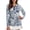 Blue Cactus Print, variant on Jiueut Woman Polo Tops Activewear Moisture Wicking Versatile V Neck Pullover Quarter Zip Workout Tops Long Sleeves, Bluebird Floral Print, Size XX-Large