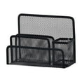 thumbnail image 2 of Desk Organizer Black Metal Mesh Pen Holder | 4 Compartments | Compact Letter-Style Design for Pens Pencils Markers | Scratch-Resistant Steel | 6.85x5.12x3.46 in | No Assembly Required, 2 of 6
