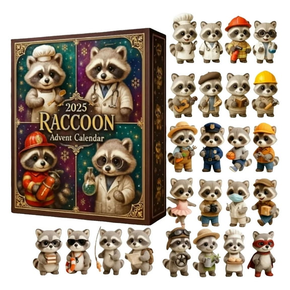 Raccoon 2025 Christmas Advent Calendar 24 Acrylic Pendants Party Activity & Event Supplies Combo