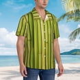 thumbnail image 3 of Pofeuu Green Bamboo Fence Print Hawaiian Shirt for Men Sleeves Casual Button Down Summer Beach Dress Shirts T-Shirts,Large, 3 of 7