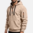 thumbnail image 3 of Quarter Zip Pullover Hoodies Mens Casual Drawstring Long Sleeve Sweatshirts with Kangaroo Pocket and Arm Pocket Trendy Fall Outfits 2026, 3 of 6