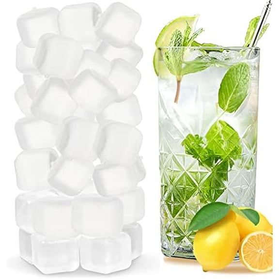 Reusable Ice Cubes for Drinks, 100 Pack Refreezable Plastic Ice Cubes BPA Free for Cocktails, Chills Drinks Without Diluting, Wine, Beer or Coffee Easy To Use