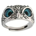 thumbnail image 2 of 925 Sterling Silver Demon Eye Owl Ring Retro Demon Open Adjustable Owl Ring, 2 of 9