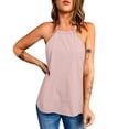 thumbnail image 1 of Gibobby Top de verano para mujer, camiseta Sexy con temperamento, chaleco estampado, camiseta sin mangas con cuello Halter y hombros descubiertos(Rosa,CH), 1 of 4