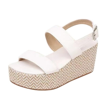 

Womens Sandals Women Sandals Wedge Low Heel Roman Wedge Ladies Fashion Elastic Strap Carved Breathable Shoes Thick Soled Wedges Casual Sandals Women S Sandals Pu White 42