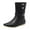 Black, variant on Chelsea Boots for Women Pointed Toe Leather Mid Calf Booties Nonslip Flat Fall Winter Dress Boots with Adjustable Button and Buckle Strap