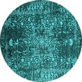thumbnail image 1 of Ahgly Company Machine Washable Indoor Round Oriental Turquoise Blue Industrial Area Rugs, 4' Round, 1 of 4