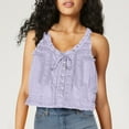 thumbnail image 3 of Mittory Women Lace Trim Vest Tank Tops Semi Sheer Tie Button Front Crop Going Out Tops Cute Summer Cami Shirt, 3 of 5