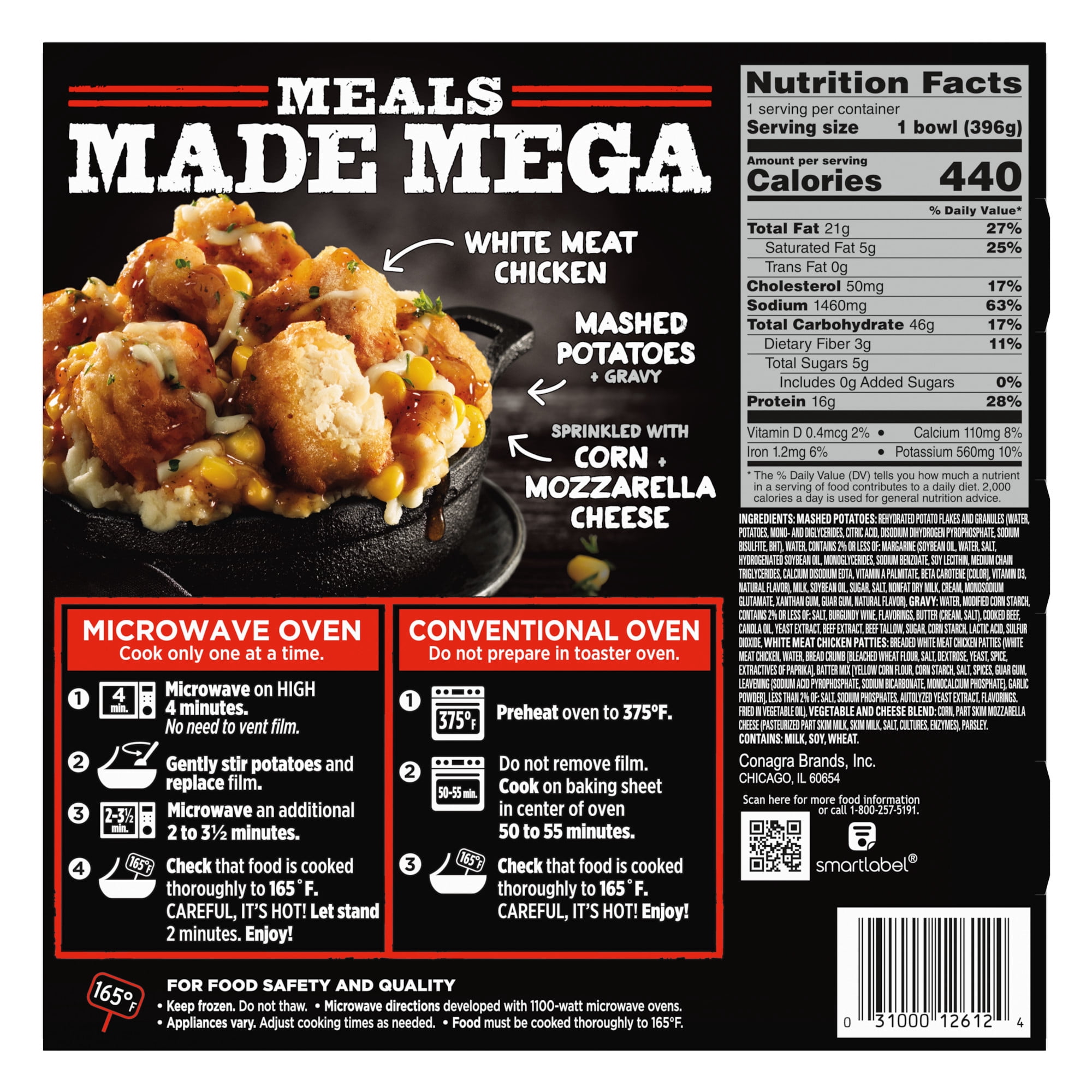 Banquet MEGA Bowls Country Fried Chicken, 16g Protein, Frozen Meal, 14 oz.