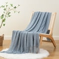 thumbnail image 5 of Bluish Grey Throw Blanket,Textured Knit Throws,Decorative Blanket for Couch Bed Sofa,50"x60", 5 of 8
