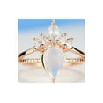 thumbnail image 4 of Rose Gold Plated Silver Dainty Natural Moonstone Ring, 2Ct Pear Cut Moonstone Ring, Rose Gold Ring Unique Curved Marquise Cut Ring, Size 5, 4 of 5