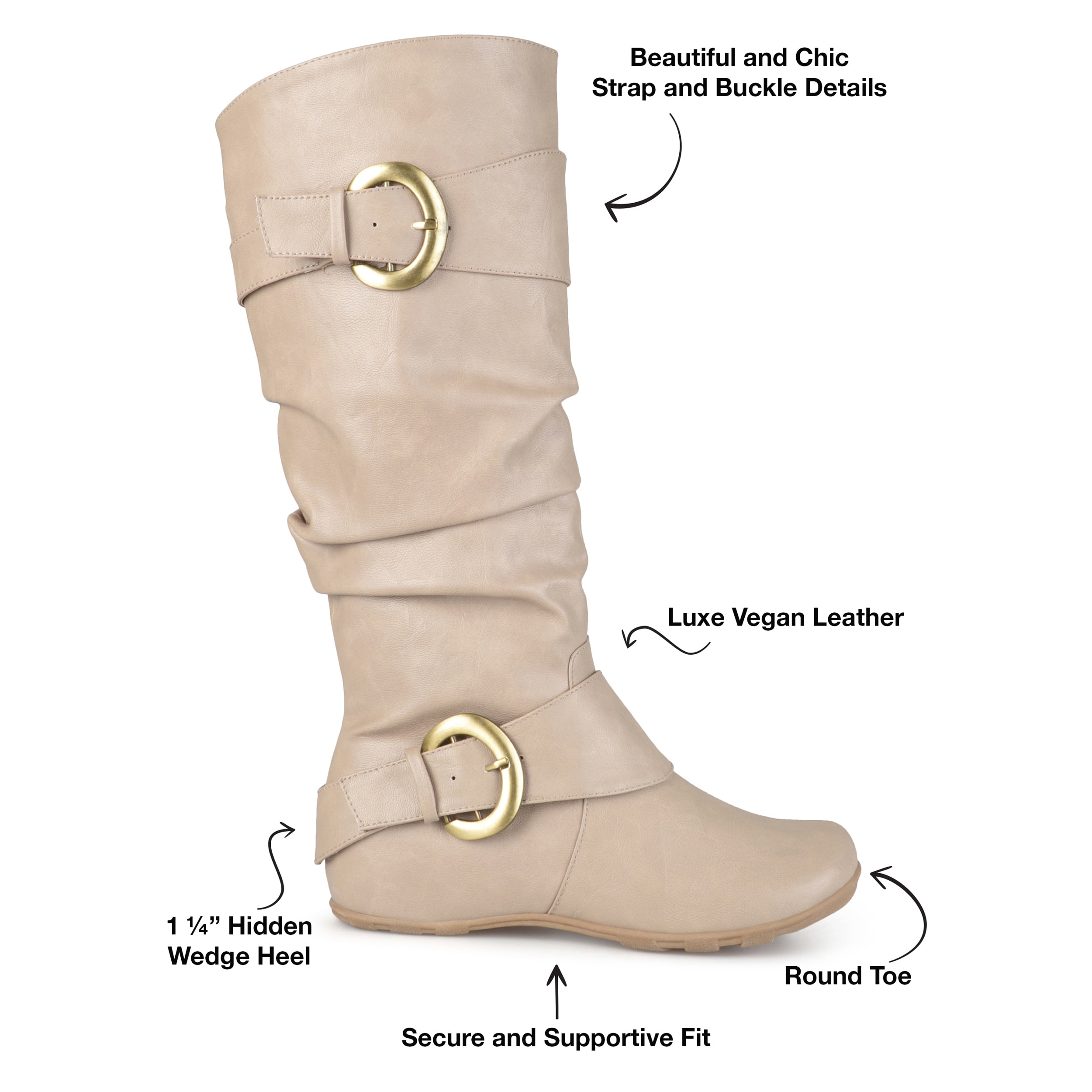 Journee Womens Paris Wide Calf Hidden Wedge Riding Boots