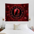 thumbnail image 1 of Tapiz para colgar en la pared con forma de runa nórdica de cuervo con símbolos góticos rojos, 1 of 3