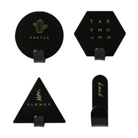 

4Pcs Wall Hooks Self-adhesive Fashion Creative Iron Hanger Clothing Key Jewelry Hooks for Home