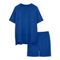 thumbnail image 4 of YunPes Toddler Baby Girls Summer Outfits Solid Oversized Side Split Short Sleeve Crewneck T-Shirt and Biker Shorts 2 Piece Set, 4 of 6
