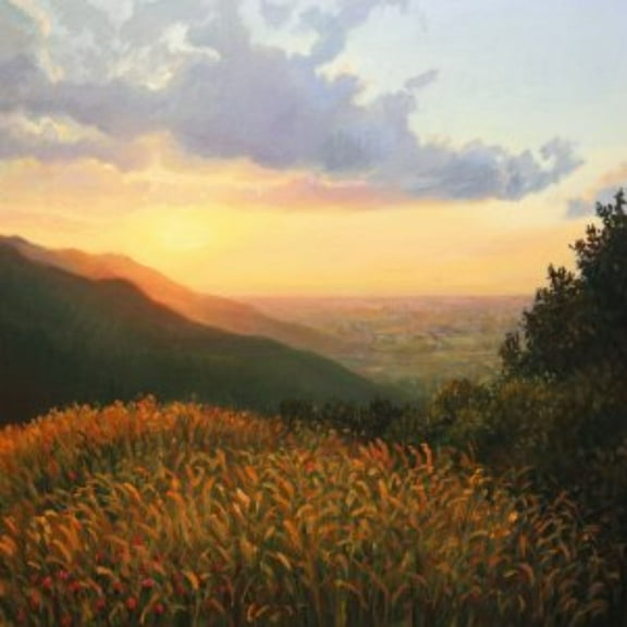 Outdoor Living and Style Blue and Orange Dusk Outdoor Canvas Square Wall Art Decor 24" x 24"