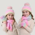 thumbnail image 2 of Xinwanna 3Pcs/Set Kid Hat Scarf Gloves Set Rainbow Color Plush Ball Decor Knitted Hat Windproof Scarf Gloves Set Winter Accessories (Blue), 2 of 13