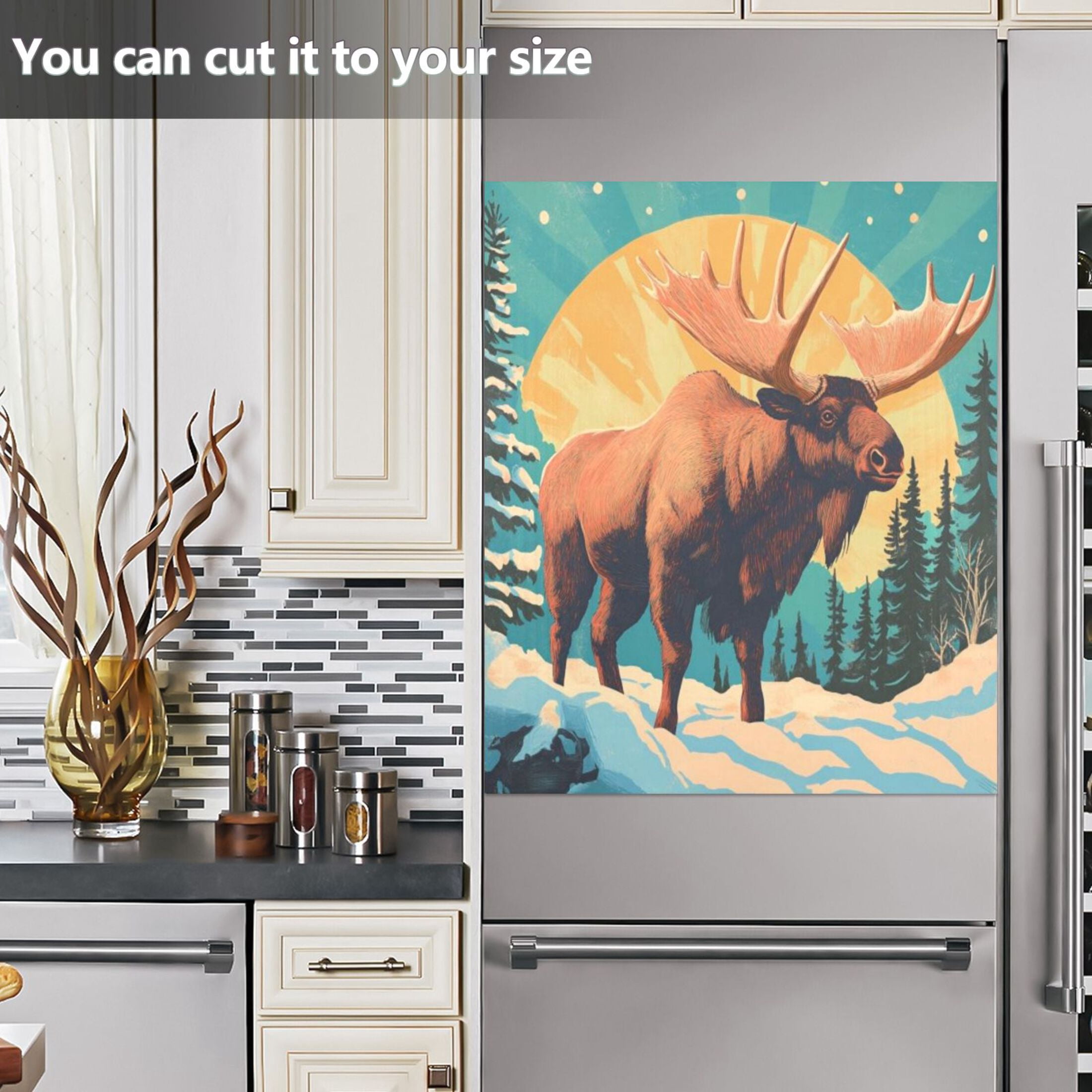 Dishwasher Magnetic Sticker 23x26 Inch Refrigerator Magnetic Sticker Washing Machine Magnetic Sticker Kitchen Panel Magnetic Sticker Home Decor Brown Bighorn Deer