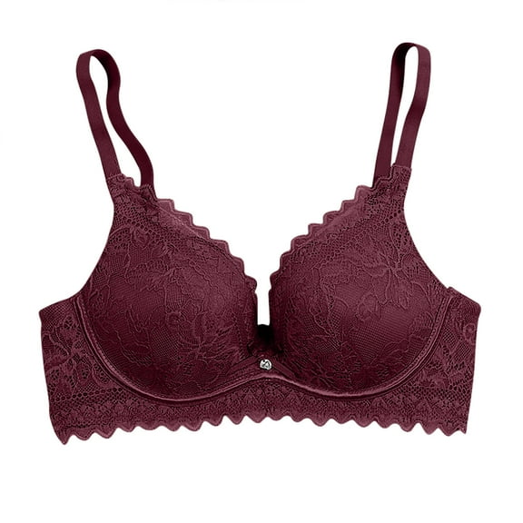 Bras for Women Lace Underwire Push Up Full Coverage Comfort Breathable Lightweight Everyday Bras Red 34/75