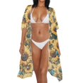thumbnail image 2 of Xoenoiee Butterfly Sunflower Pattern Beach Cover Ups for Women Kimono Swimsuit Cover up Open Front Cardigan Bikini Coverups Summer Swimwear Coverup Casual Loose Resort Wear, 2 of 7
