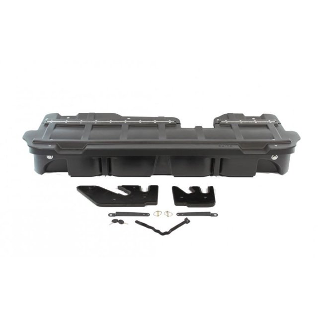 Fits 2019-2022 Ram 1500- New Model Du-Ha Under Seat Storage Unit 30120 Under Rear Seat; 1 Compartment; With Two Removable Gun Rack Inserts; Black; Heavy Duty Polyethylene; With Lockable Lid