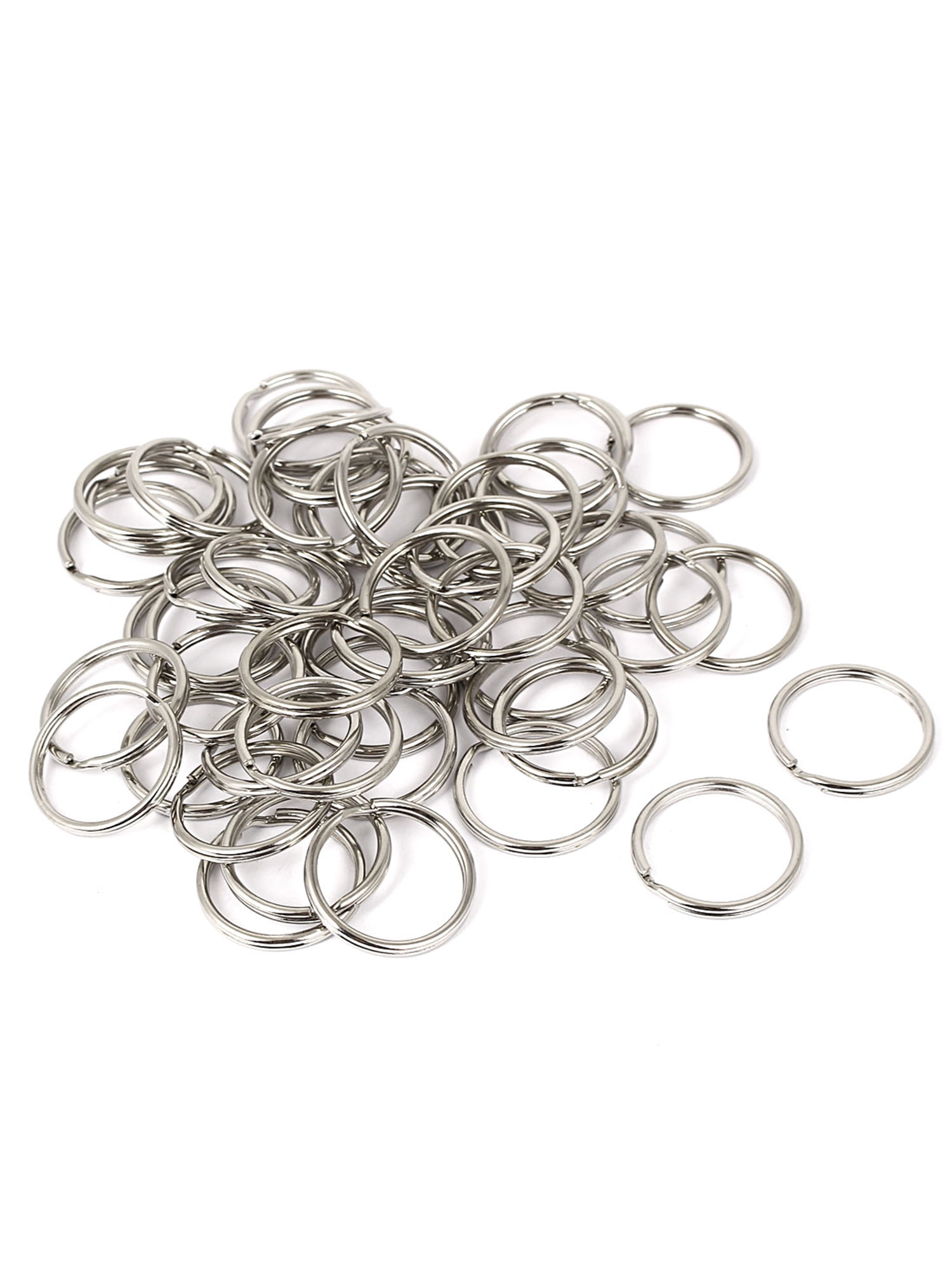 50pcs 28mm Dia Silver Tone Metal Split Ring Key Keychain Keyring
