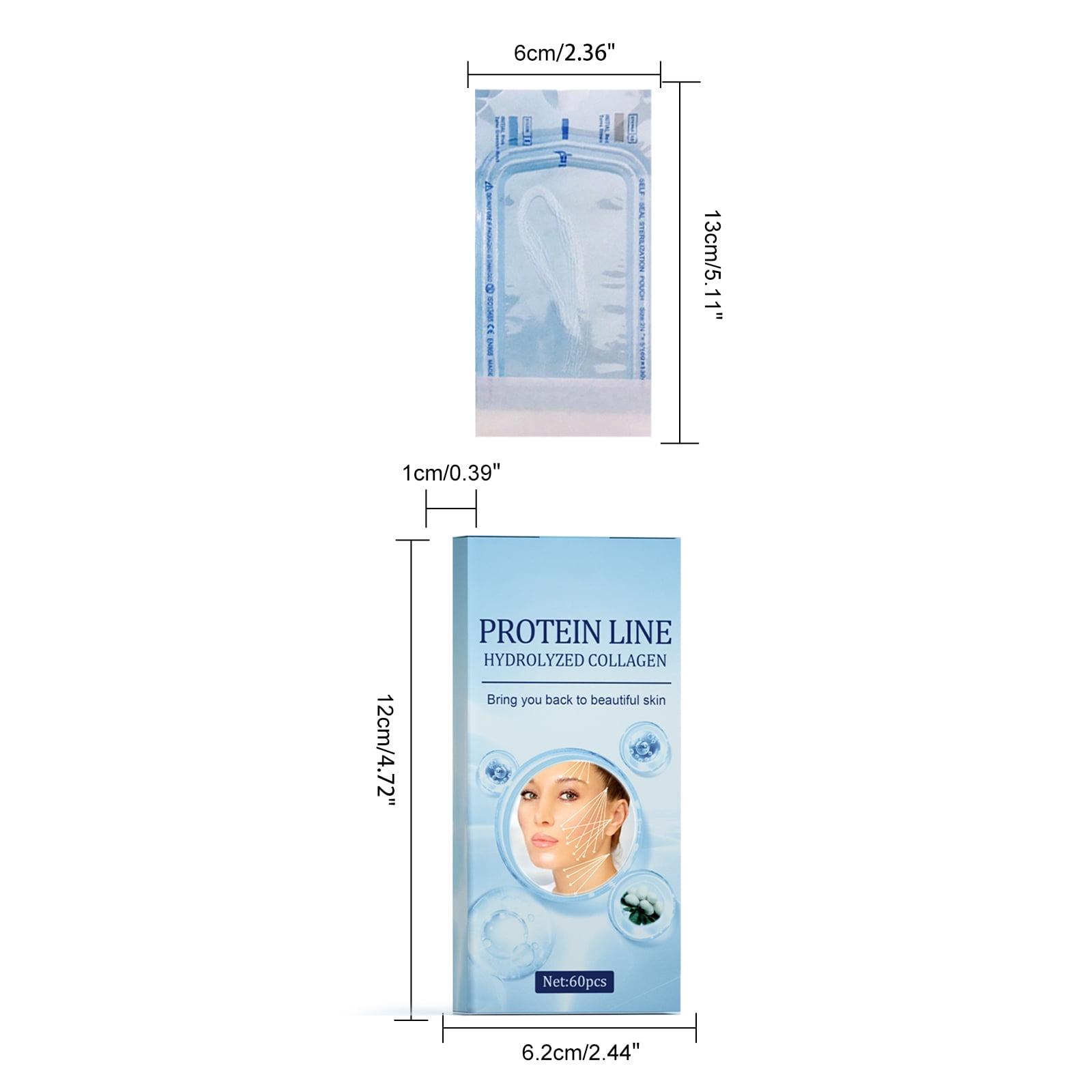 Alvantor Protein Line Anti-Wrinkle Hydrating Treatment, Soluble Collagen Thread for Skincare, 60pcs