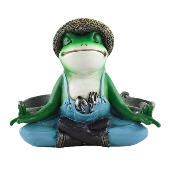 Nontoxic Meditating Frogs Gardener Statue Ornament Waterproof Resin Figurine for Home Garden Landscape Decors