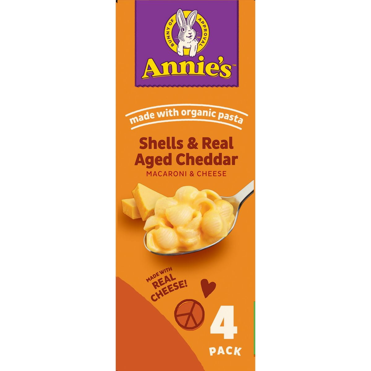 Annie's Shells Real Aged Cheddar Mac and Cheese - 4pk / 24oz - Pack of 2