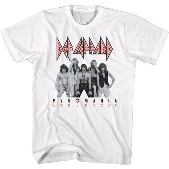 Def Leppard Pyromania World Tour White Adult T-Shirt