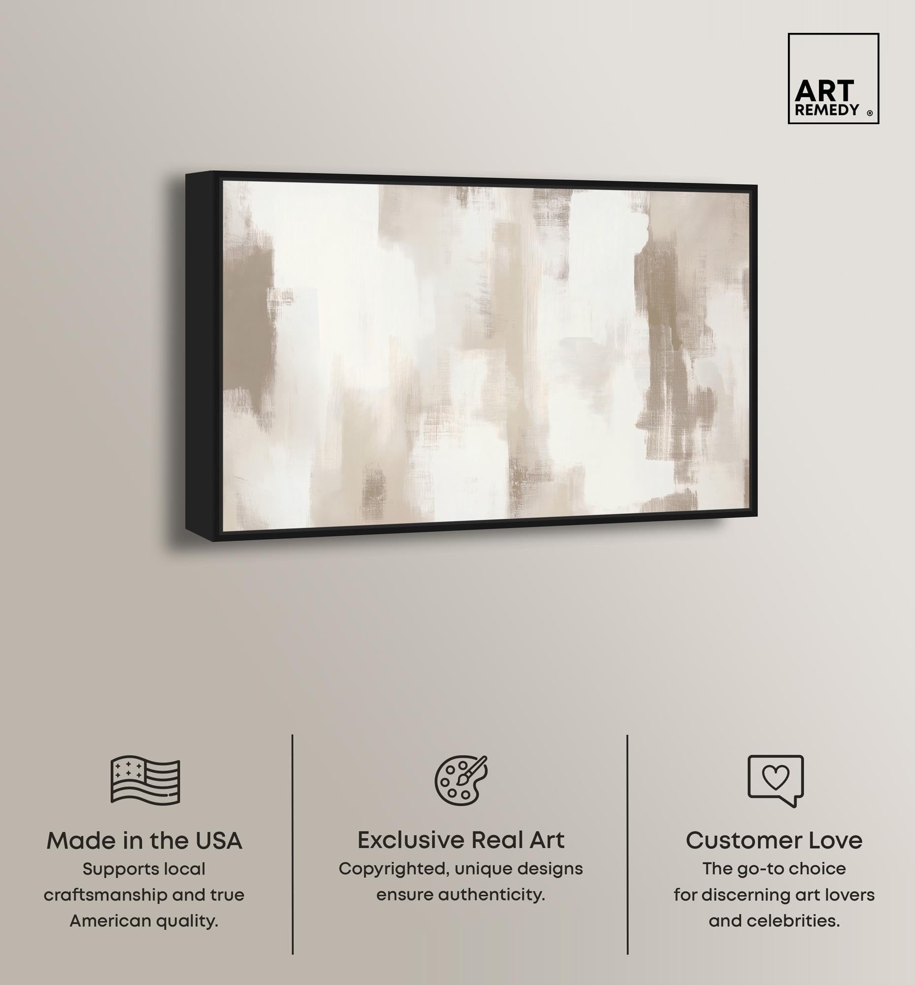 Art Remedy Neutral Abstracts Canvas, 24" x 16", Black Frame, Winter Mist II