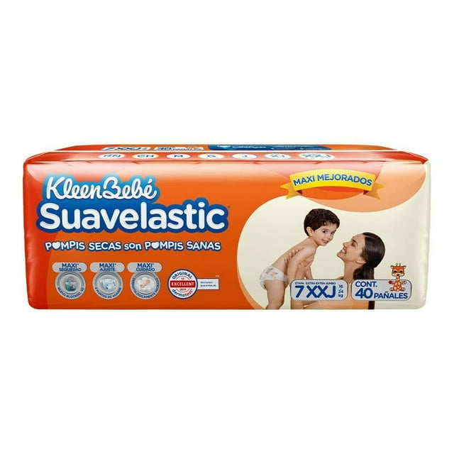 Pañales para bebe Kleenbebé Suavelastic Etapa 7 Extra Extra Jumbo Unisex 40 Piezas