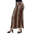 thumbnail image 5 of Women's 24Seven Comfort Apparel Animal Print Foldover Waist Maxi Skirt Color: Wine Multi Size: LARGE, 5 of 5