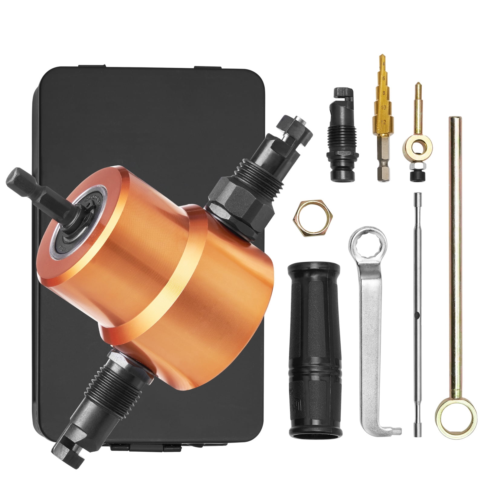 KFFKFF Double Head Sheet Nibbler Metal Cutter with Power Drill Attachment Cutting Tool for Straight Curve and Circle Cutting