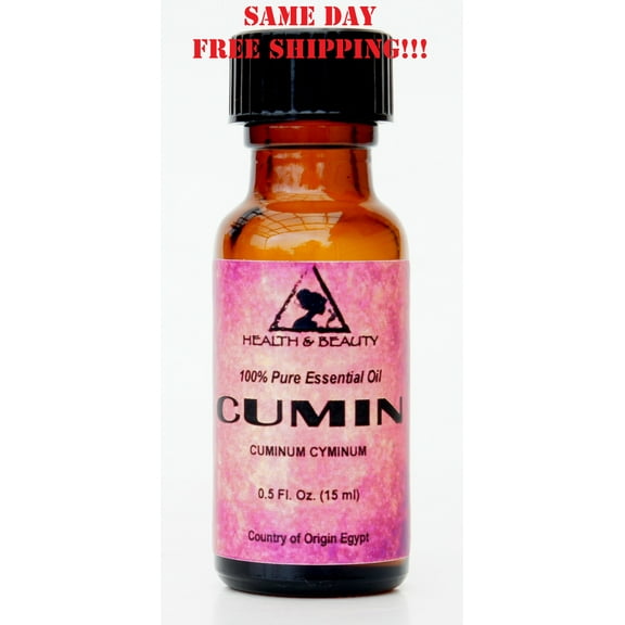 CUMIN ESSENTIAL OIL AROMATHERAPY NATURAL 100% PURE GLASS BOTTLE 0.5 OZ, 15 ml
