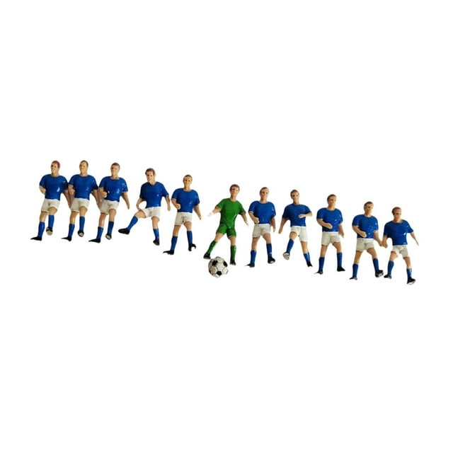 11 figuras de jugadores de fútbol en miniatura, figuras de personajes de diorama de chicos de fútbol para Jugador azul