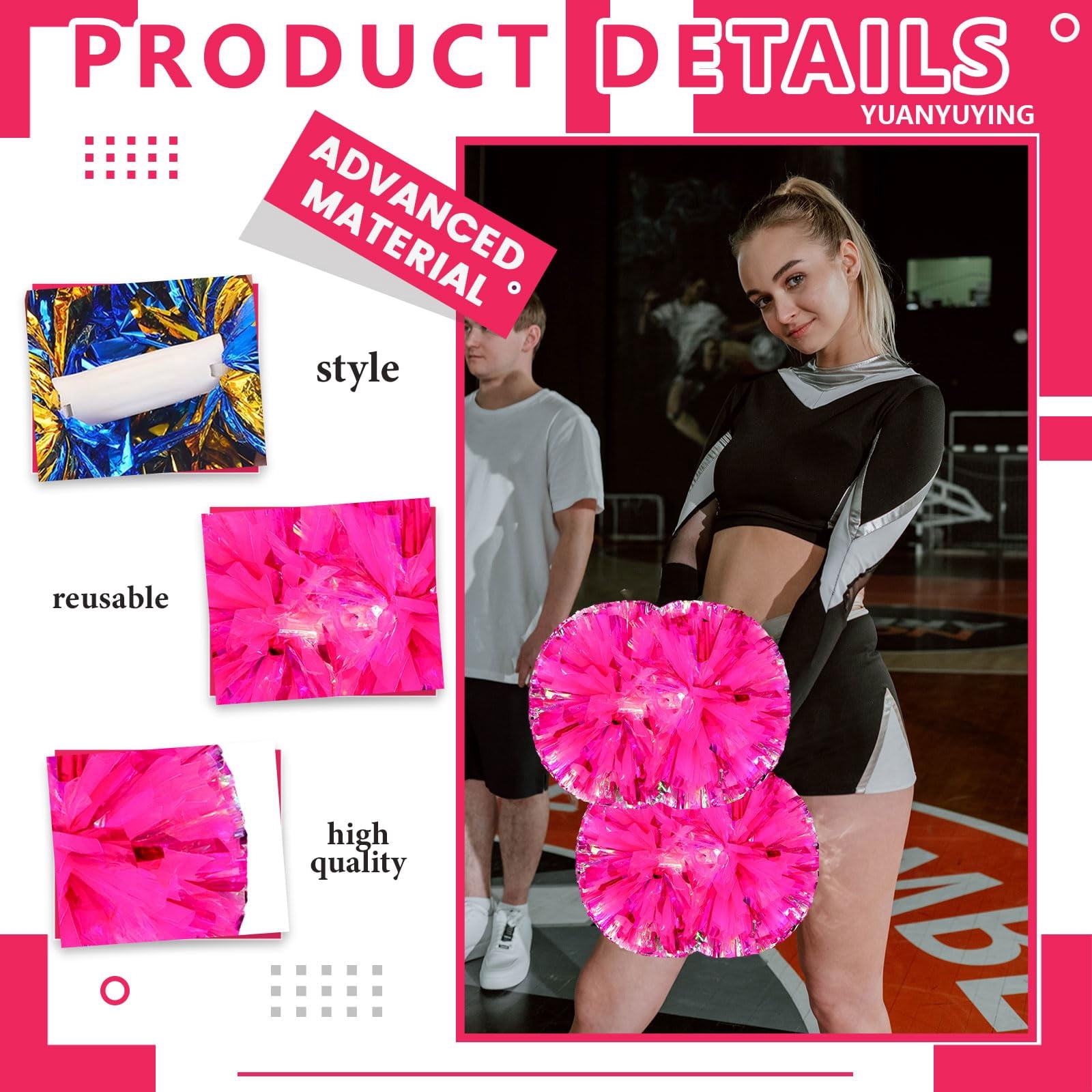 24 Pcscheerleading poms,pom poms Cheerleading with Handle Style Cheer Pom Pomsfor Dance, Matches