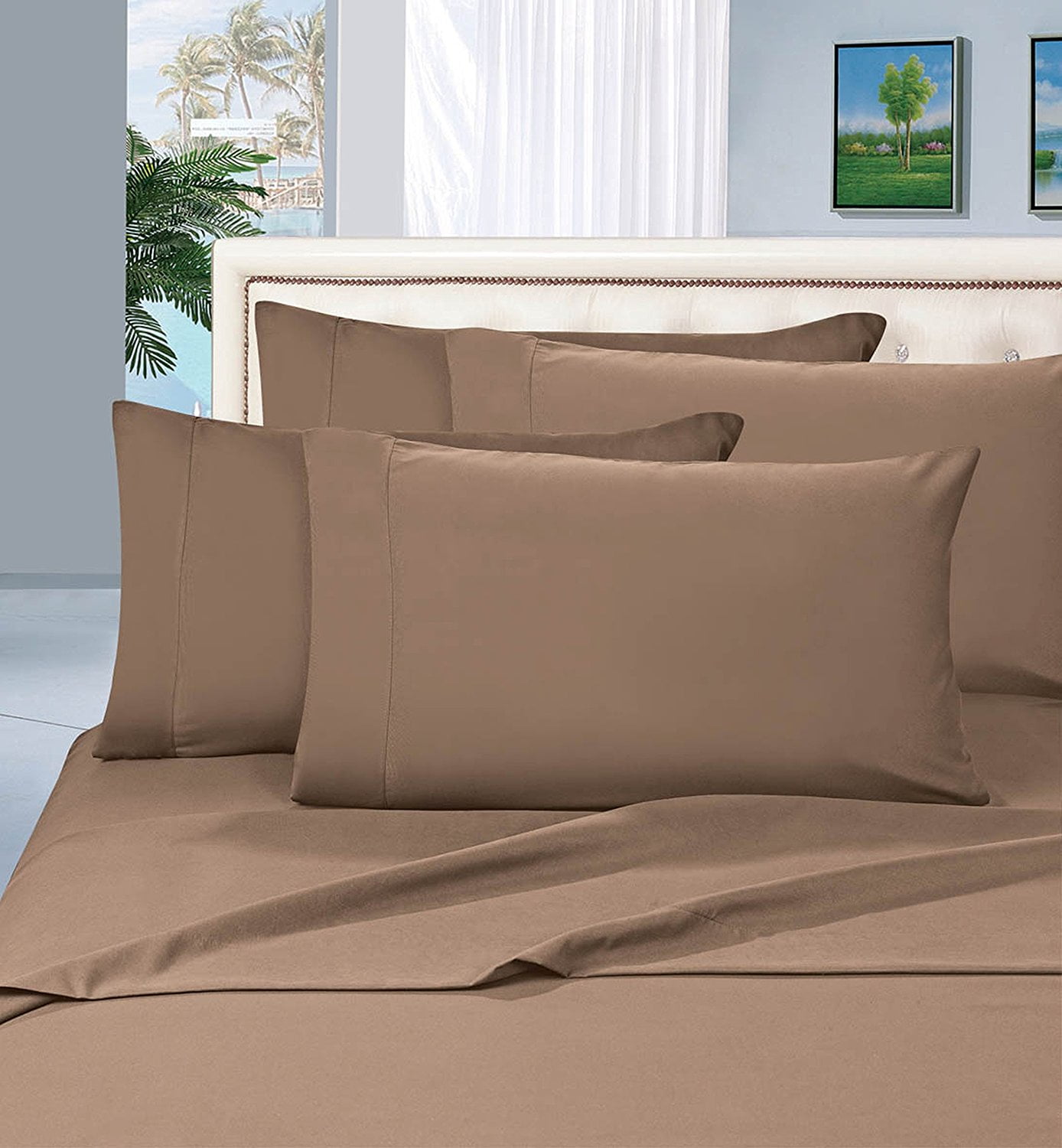 Elegant Comfort 4 Piece Bed Sheets Polyester King Gray 1500 Series