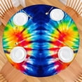 thumbnail image 2 of Colorful Tie Dye Symmetric Pattern Round Fitted Tablecloth with Elastic Edge,Dining Table Cover Waterproof,Outdoor Round Tablecloth for Camping,Dining,Indoor and Outdoor, 2 of 7