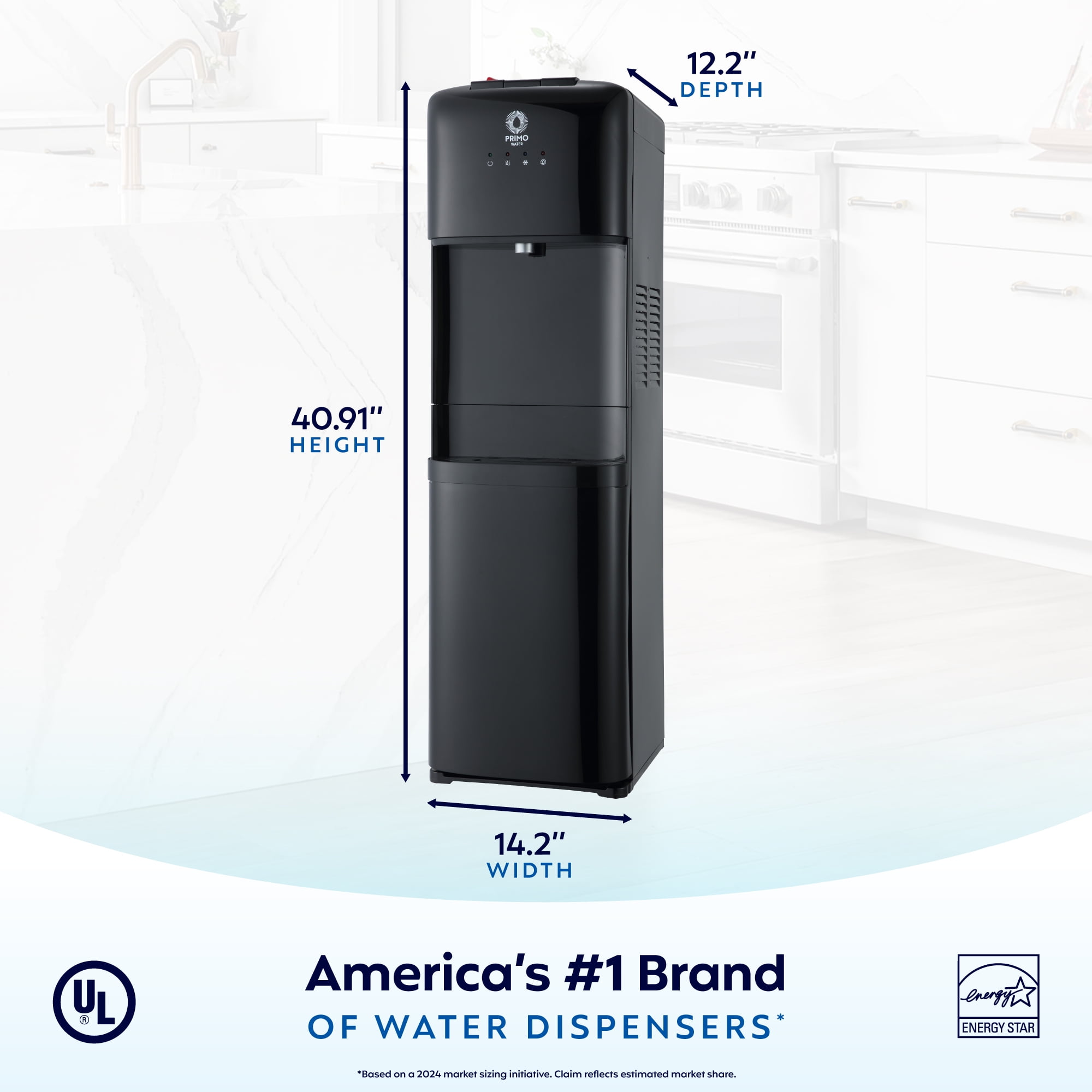 Primo Water® Black Bottom Load Classic Hot and Cold  2 Temp Water Dispenser with High Dispensing Area