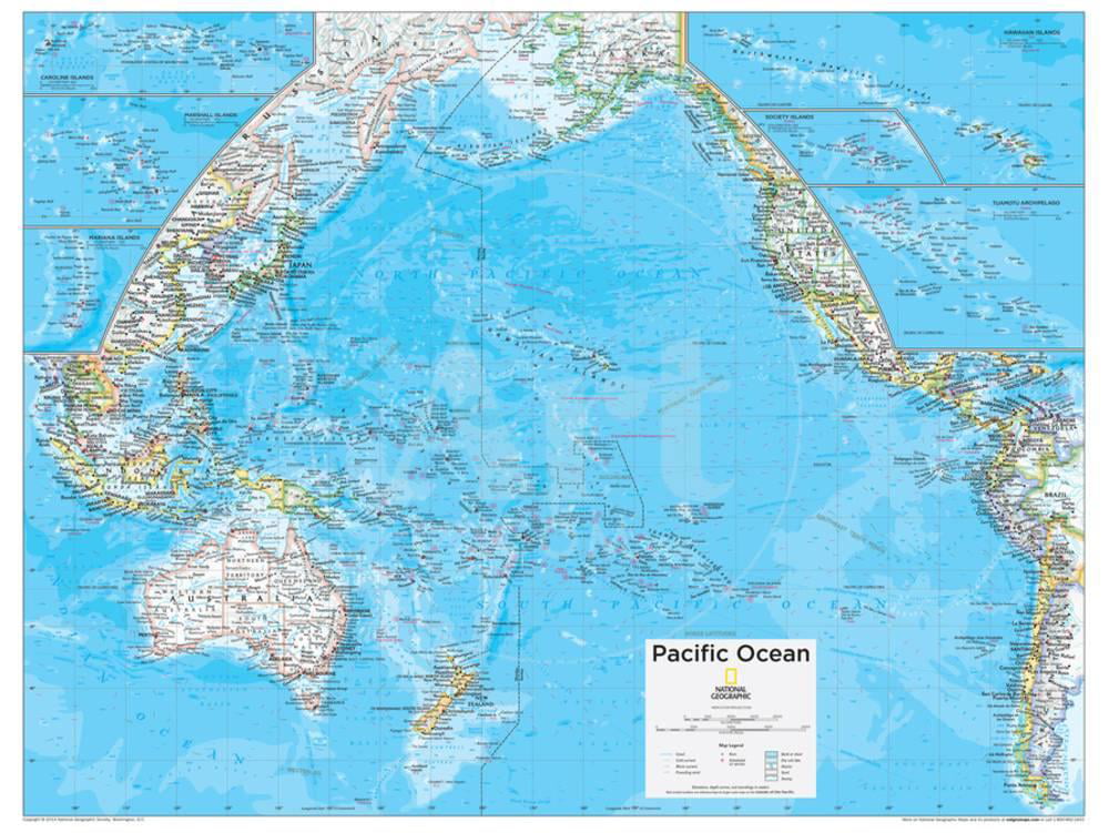 2014 Pacific Ocean Political National Geographic Atlas Of The World