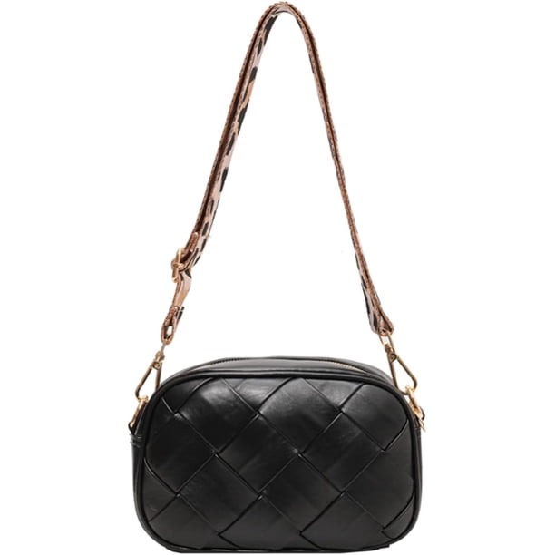 LHSHID Crossbody Bags for Women Small Design Leather Crossbody Camera Bag Shoulder Purse with Guitar Strap