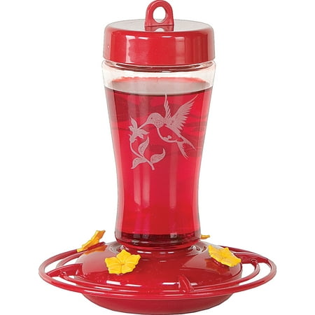 12 Ounce Hummingbird Feeder - Apollo Investment Holding-Glass Hummingbird Feeder- Red 12 Ounce Cap